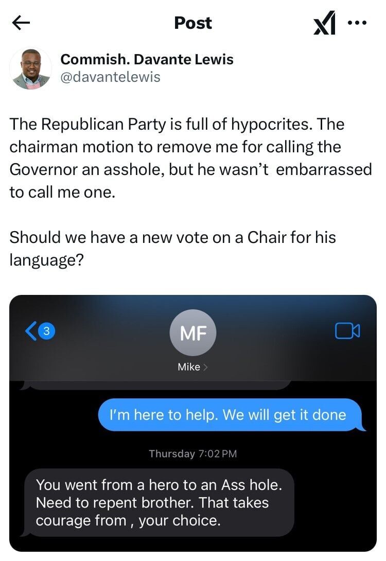 Davante Lewis-Mike Francis text exchange